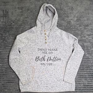 Gray Hooded Sweatshirt with Graphic Print